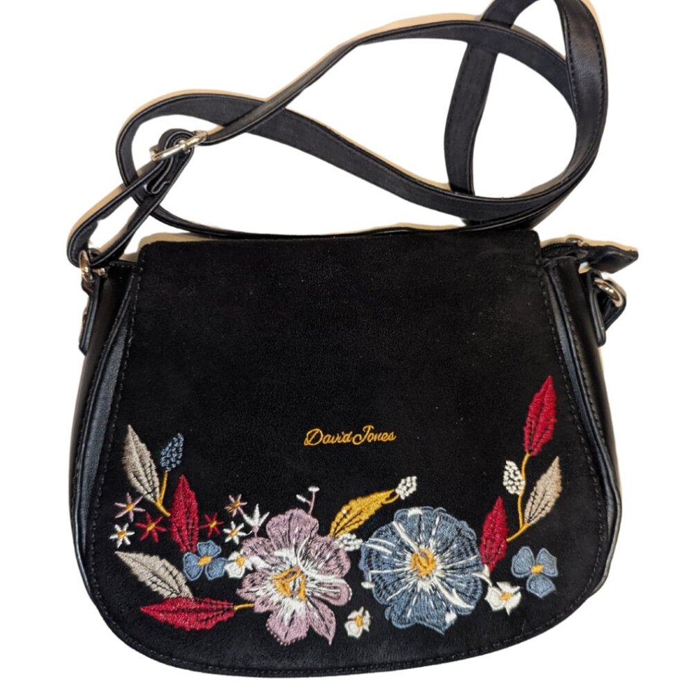 David Jones Floral Embroidery Crossbody Bag
